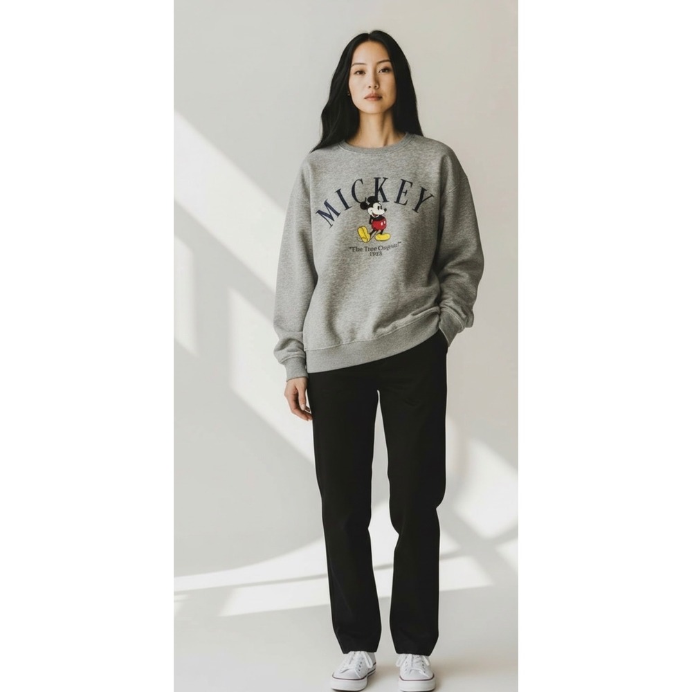 H&M Disney Mickey Mouse Graphic Sweatshirt Grey "The True Original" Size M